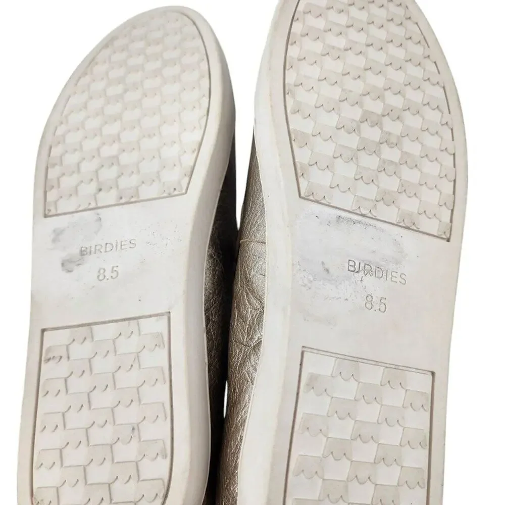 Birdies Gold Slip-On Leather Flats Lightweight Size 8.5 Womens Casual Shoes